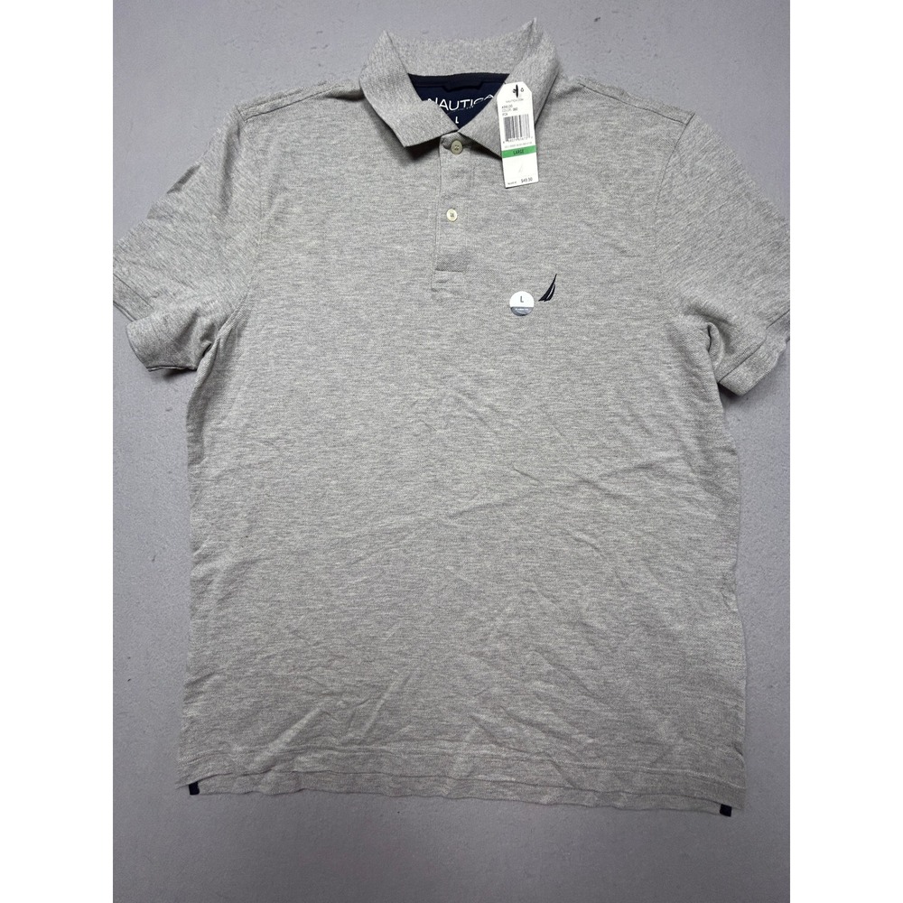 Nautica Classic Fit Polo 100% Cotton Grey Large Mens